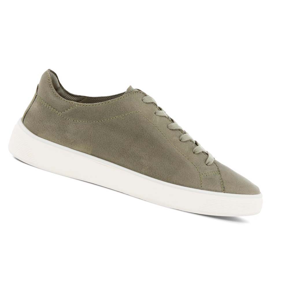 Men\'s Ecco Street Tray Retro 2.0 Sneakers Olive | Canada 665BEX